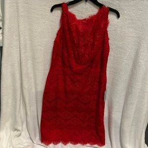 Tadashi Shoji red lace dress